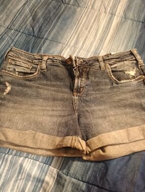 Silver Jeans Faded Blue Rolled Cuff Denim Shorts